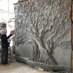 Millenary olive tree bas-relief of the Master Nobuyuki Okumura
